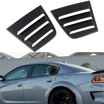 Glossy Black Side Window Vent Louver Covers for Dodge Charger (2011-2021)