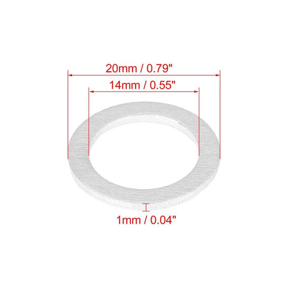 10 x M14 Silver Tone Oil Drain Plug Gaskets for Hyundai (21513-23001)