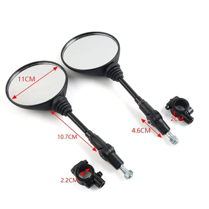 10mm Antifall Folding Round Rearview Mirror for Motorcycle 7/8" Handlebar