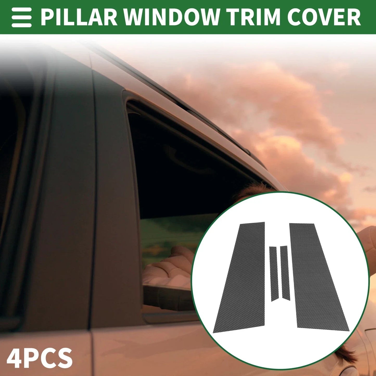 4 Pcs Door Pillar Window Trim for Mercedes CLS (2012-2014) Black Carbon Fiber