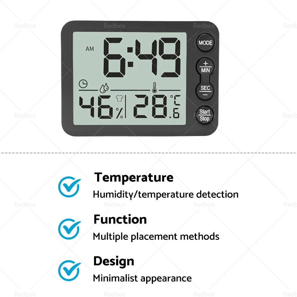 Mini Digital Clock Alarm with Temperature for Black & White Travel LCD LED
