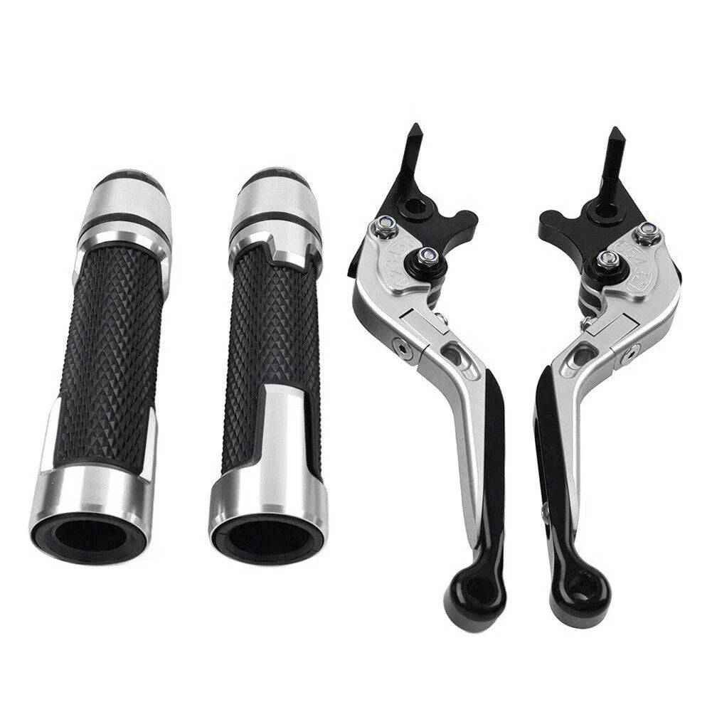 Silver Extendable Brake Clutch Levers & Handlebar Grips for Suzuki GSXR150