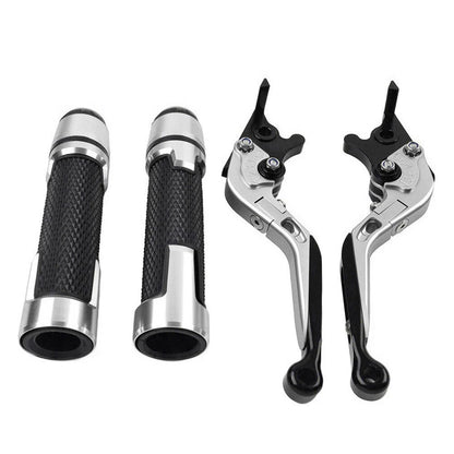 Silver Extendable Brake Clutch Levers & Handlebar Grips for Suzuki GSXR150