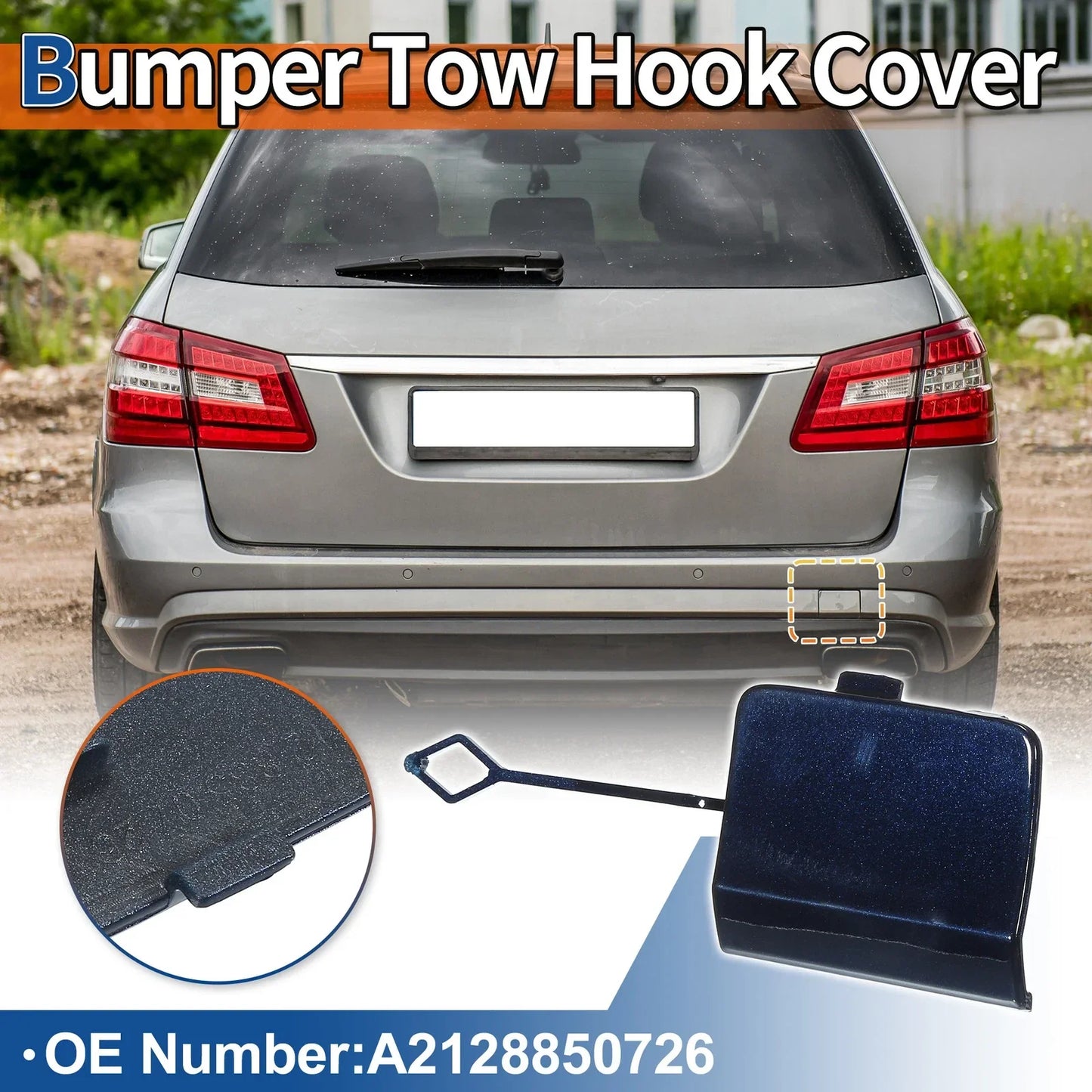 Rear Bumper Tow Hook Cover for Mercedes-Benz W212 E200 (2010-2016) Blue