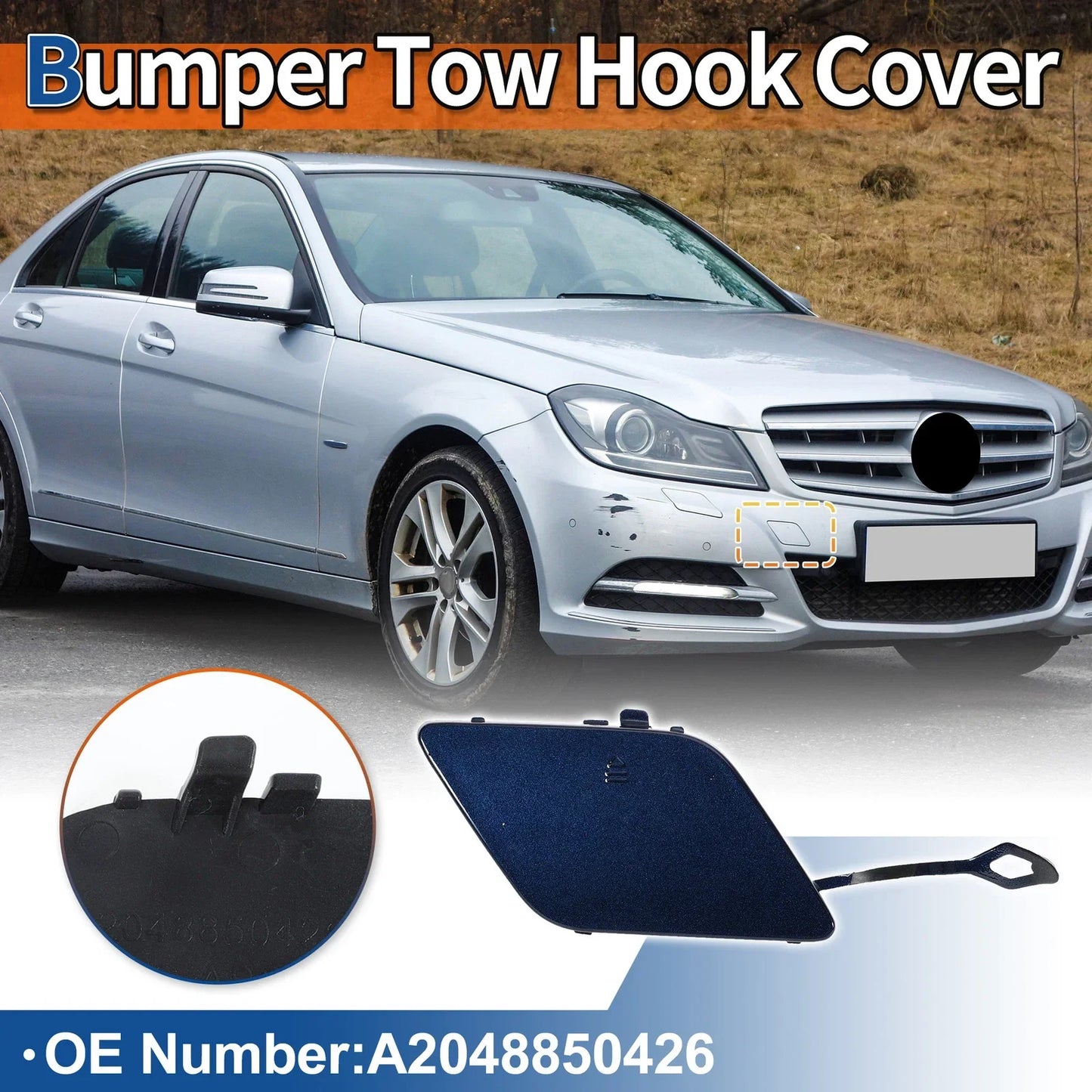 Front Car Bumper Tow Hook Cover for Mercedes-Benz (2012-2015) - Jewelry Blue