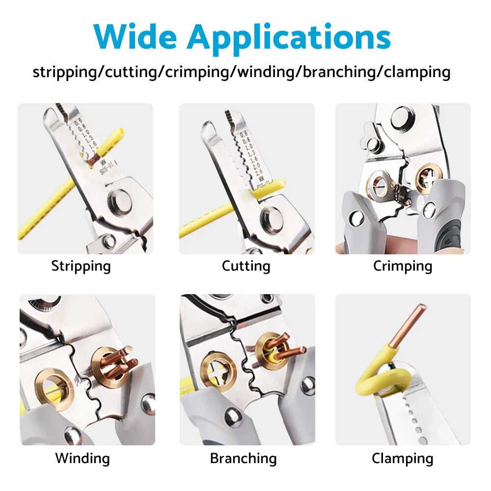 Multifunctional Wire Stripper Pliers Electric Cable Crimper Cutter Tool