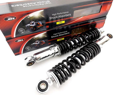 320mm JBS Black/Chrome Rear Shock Absorbers for Kawasaki W650 (2000-2007)