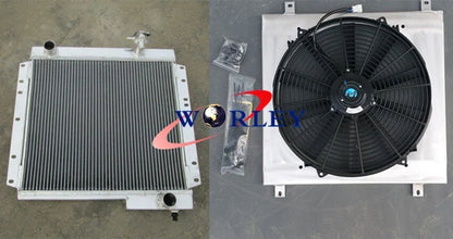 3 Row Aluminum Radiator & Fan Shroud for Toyota Land Cruiser FJ40 FJ45 (1960-1984)