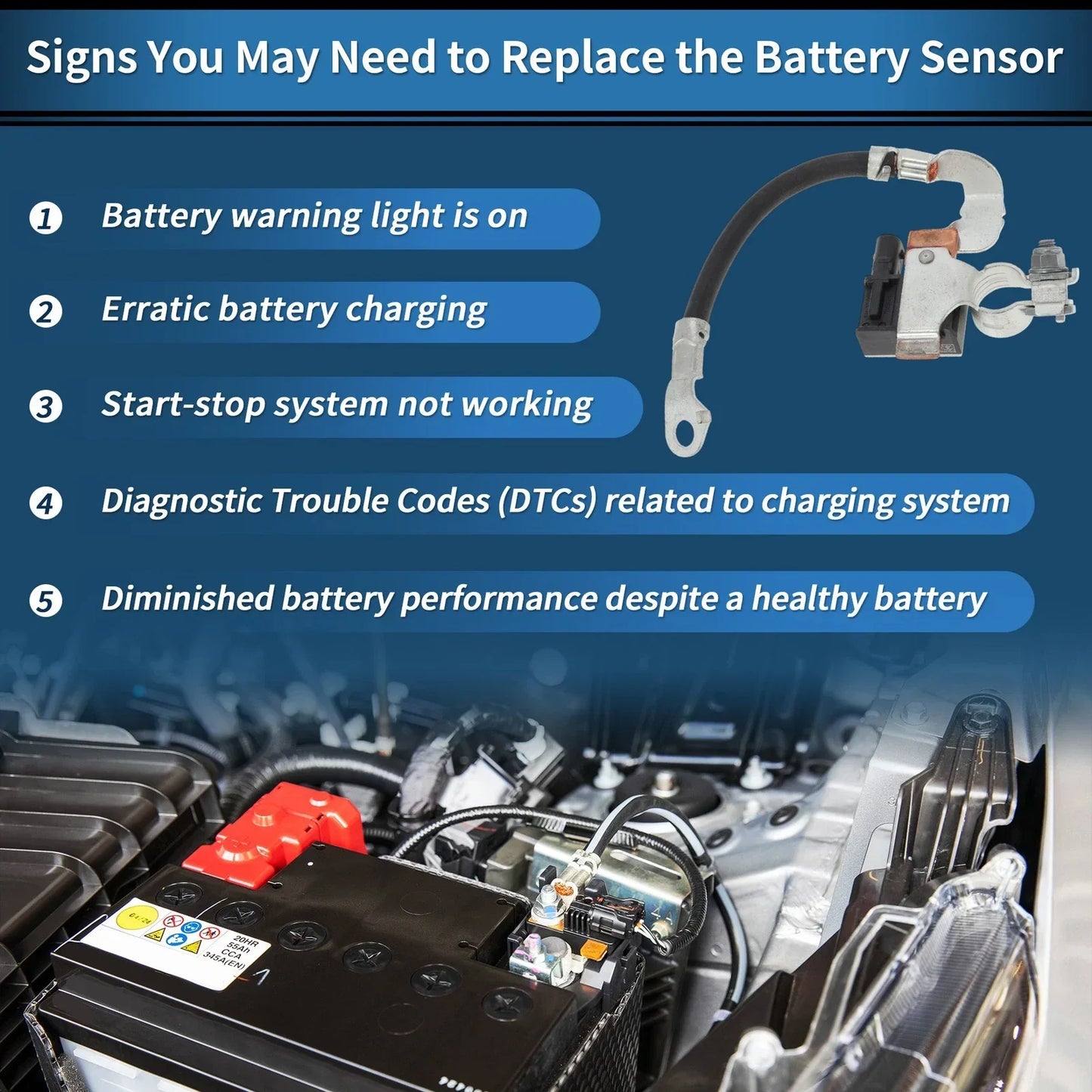Battery Current Sensor for Hyundai Elantra 1.4L 1.6L 2.0L (2017-2020)