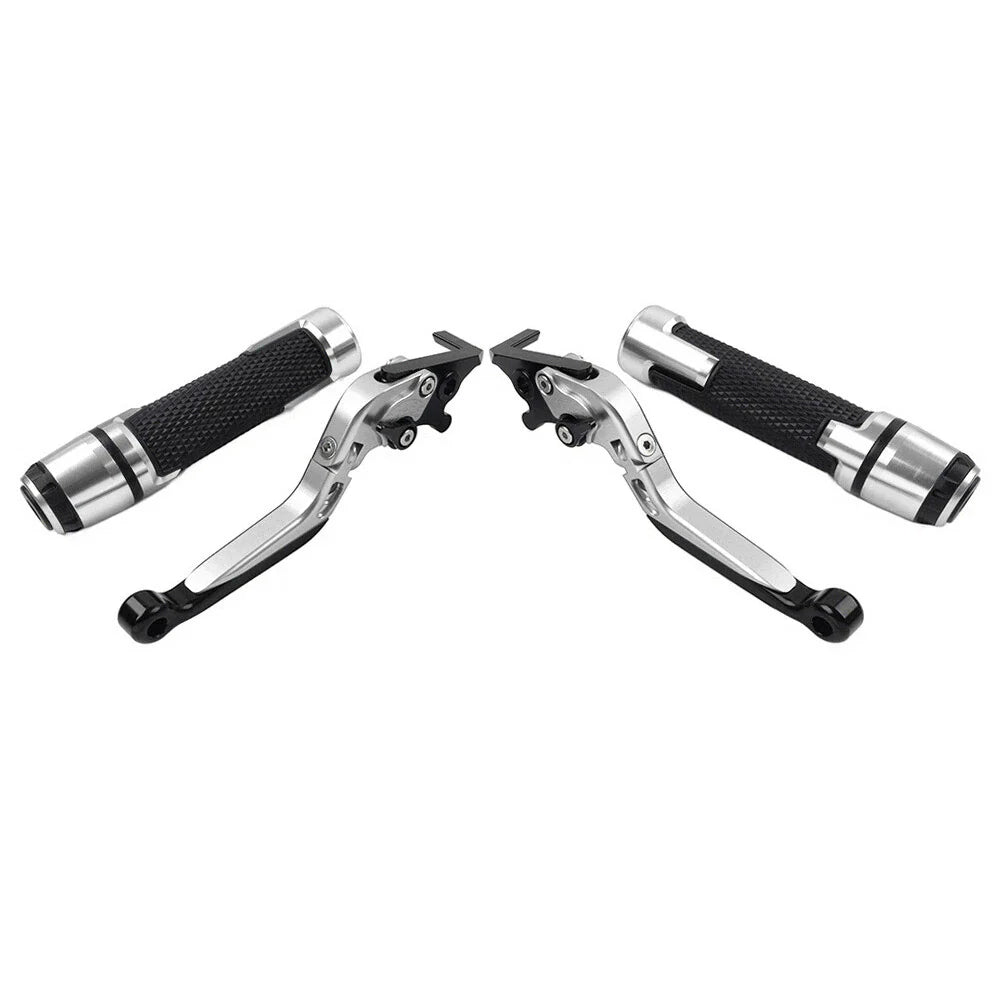 Silver Extendable Brake Clutch Lever Grips Set for Suzuki GSXR600/750 (2006-2019)