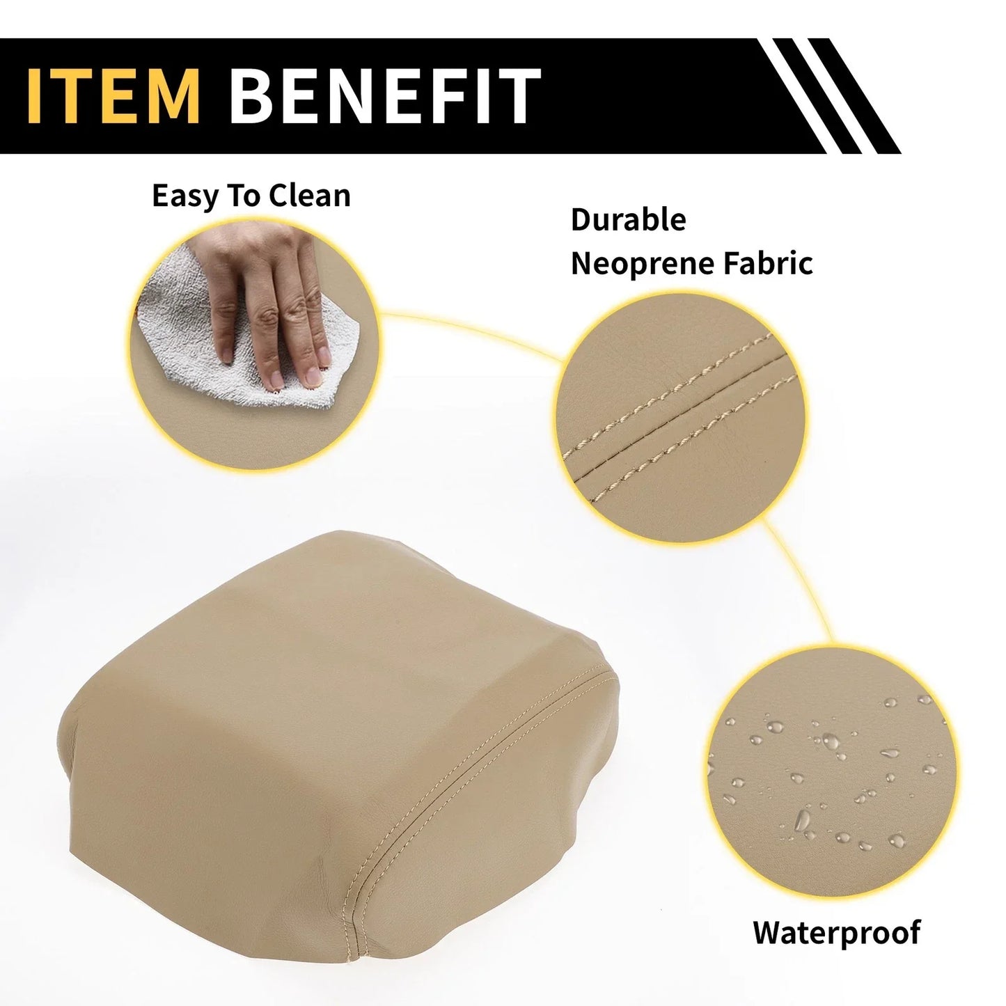 Center Console Cover for Honda Ridgeline 2006-2014 Microfiber Leather Beige