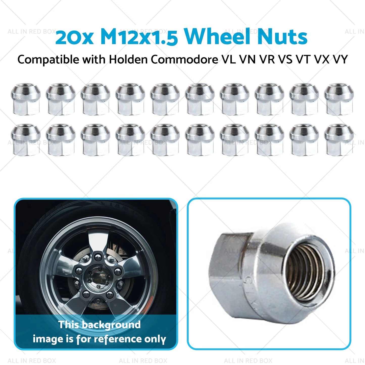20 x M12x1.5 Wheel Nuts for Holden Commodore (VL-VY)