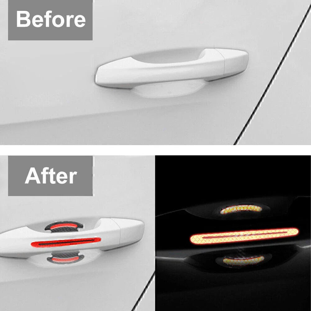 4 x Universal Car Door Handle Reflective Stickers - Scratch Protection Blue
