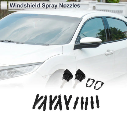 Windshield Washer Nozzle w/ 5" Hose Connector for Dodge - Black, White