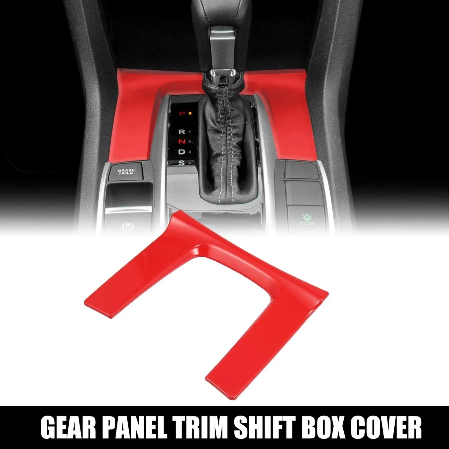 Gear Panel Trim Shift Box Cover for Honda Civic 2016-2021 - Red Interior Decor