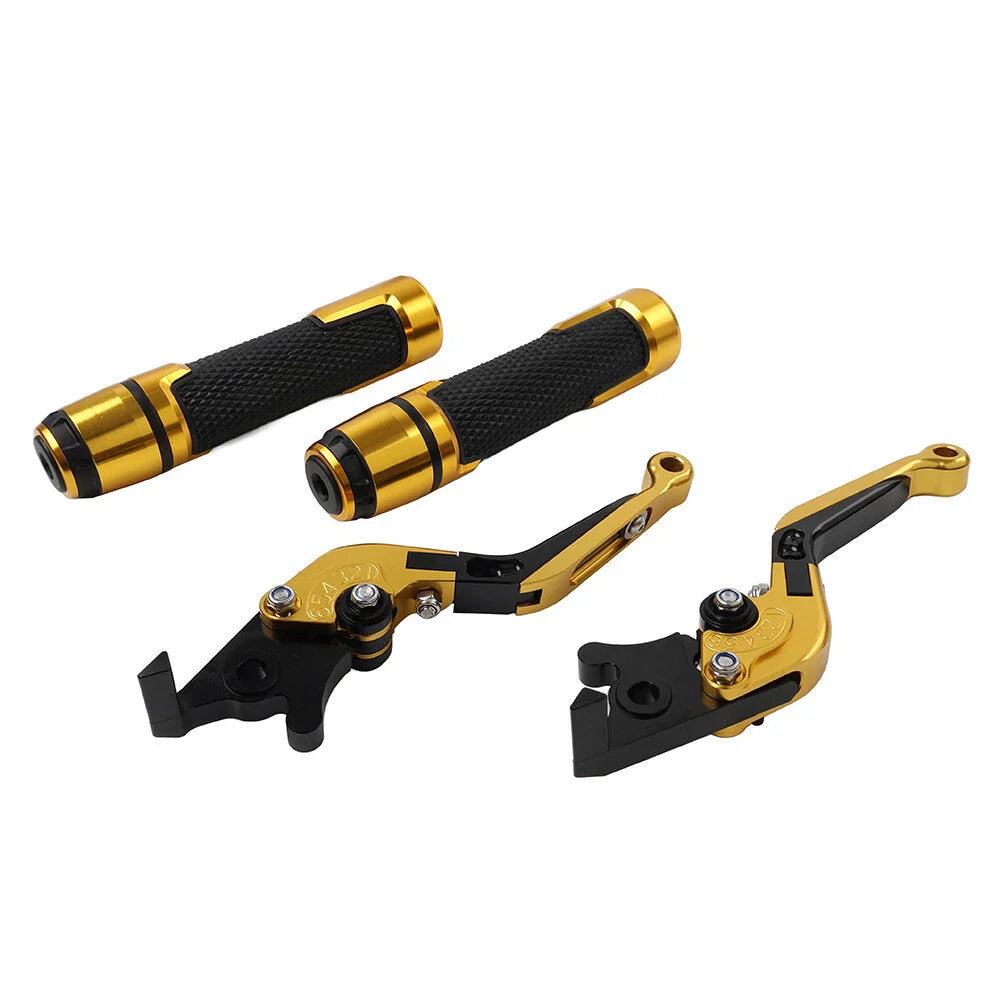 Gold Extendable Brake Clutch Lever Grip Set for BMW R1200GS R1250GS (2013-2023)