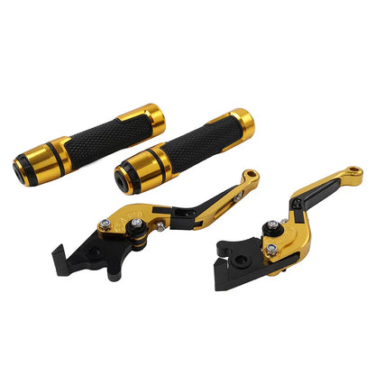 Gold Extendable Brake Clutch Lever Grip Set for BMW R1200GS R1250GS (2013-2023)