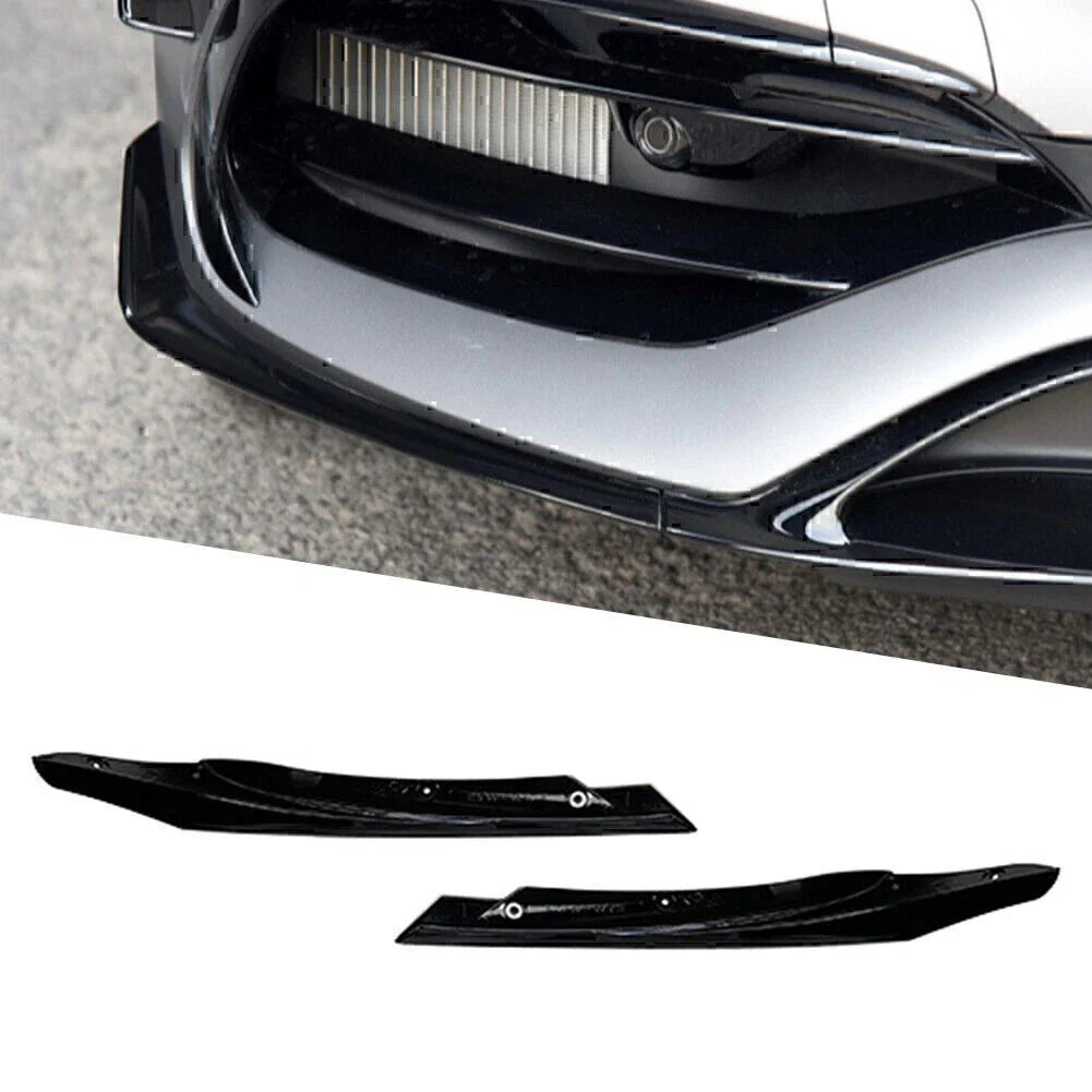 Black ABS Front Lip Spoiler Fins for Mercedes Benz A-Class (2016-2018)