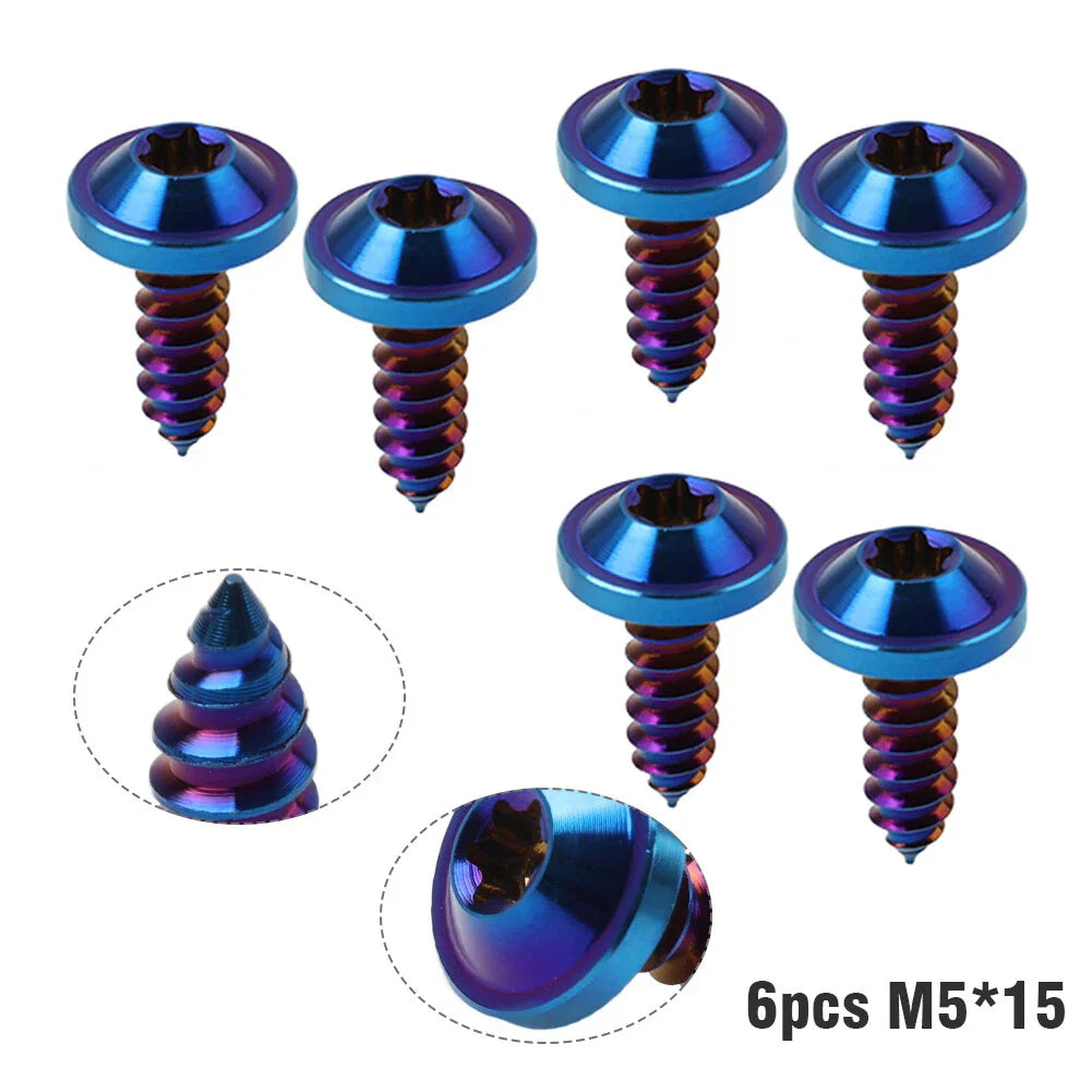 6pcs M5x15mm Titanium Torx Head Self Tapping Screws for Fasteners