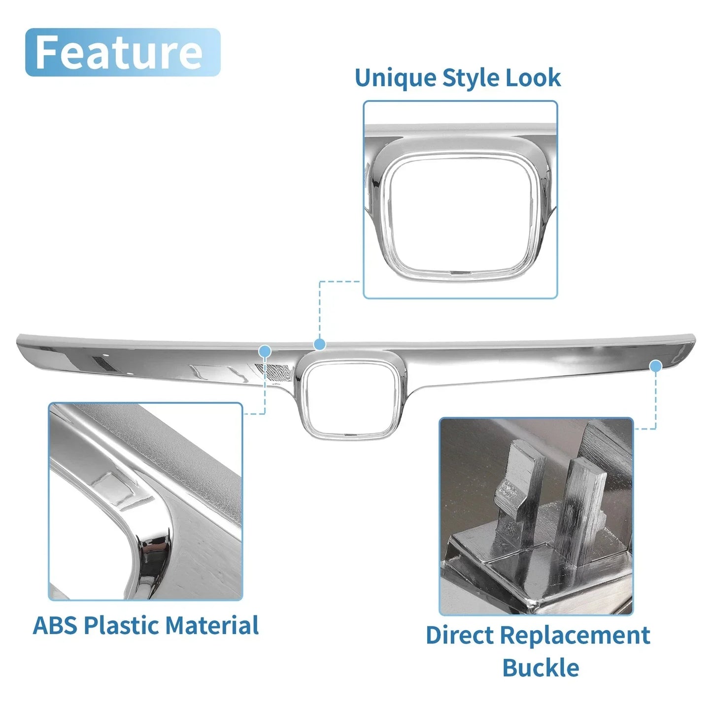 Front Grille Trim for Honda Civic 2006-2008 Chrome Silver Tone