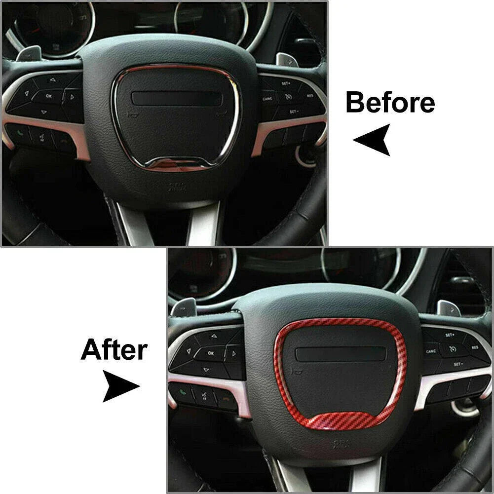 Black Steering Wheel Center Ring Cover Trim for Dodge Challenger Charger (2015-2019)