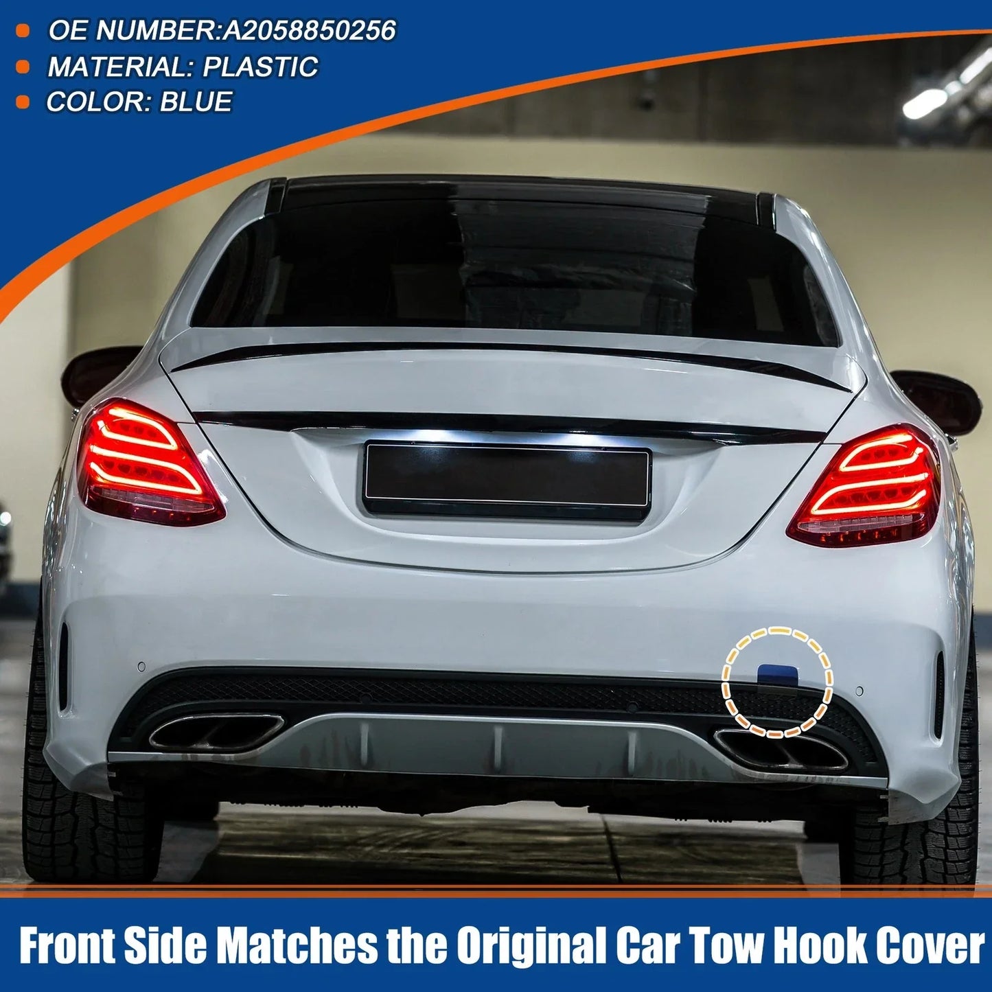 Rear Tow Hook Cover for Mercedes-Benz C-Class (2015-2023) - Blue