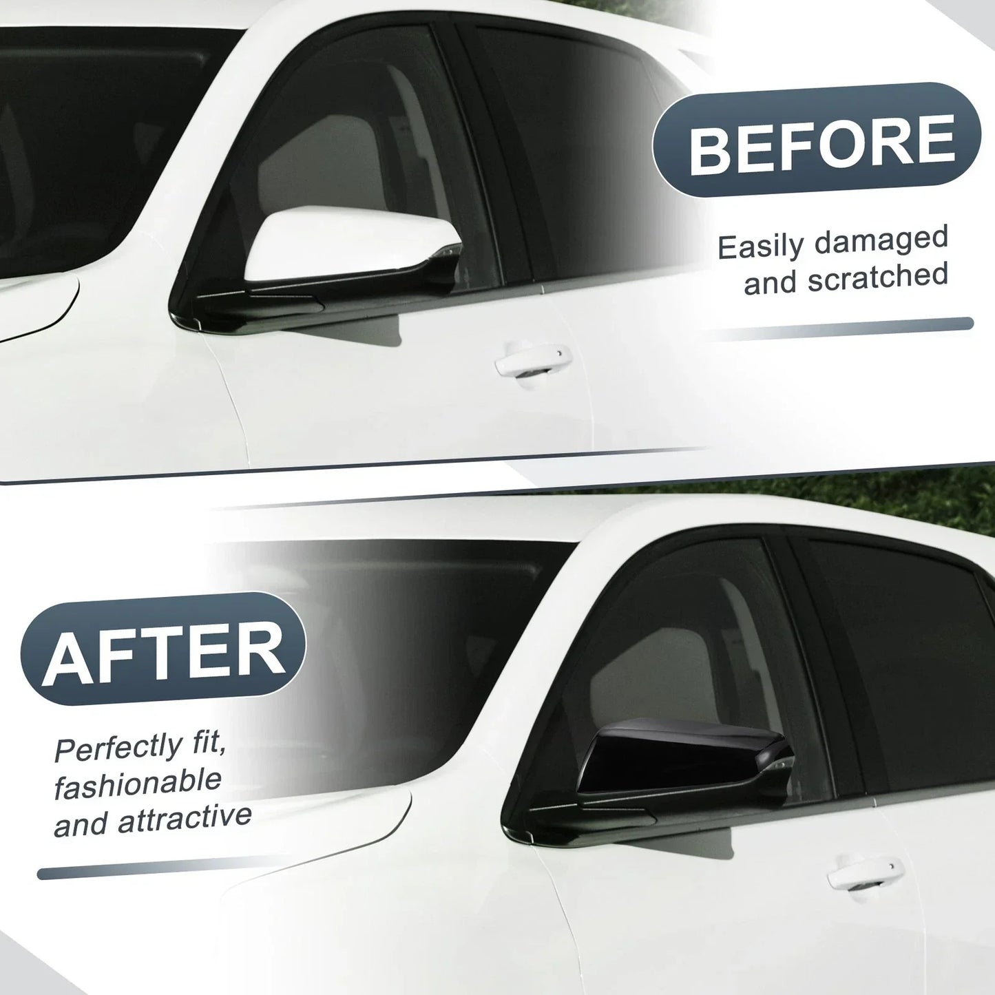 Left Side Rearview Mirror Cover Cap Gloss Black for Chevy Equinox, GMC (2010-2017)