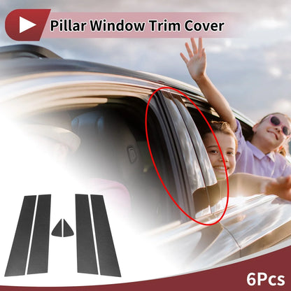 6 Pcs Car Door Pillar Window Trim for Dodge Durango (2011-2020) Black Carbon Fiber