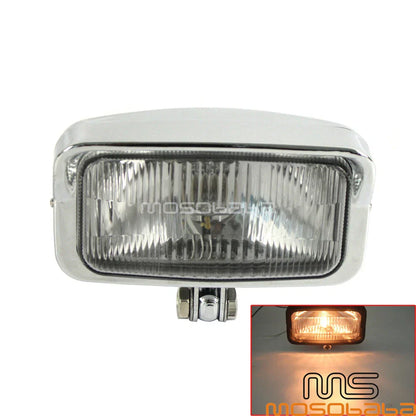 Chrome Square Headlight Assembly for Harley Chopper Cafe Racer Custom