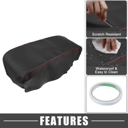 Center Console Armrest Cover for Dodge Charger (2008-2010) Black Red Stitching