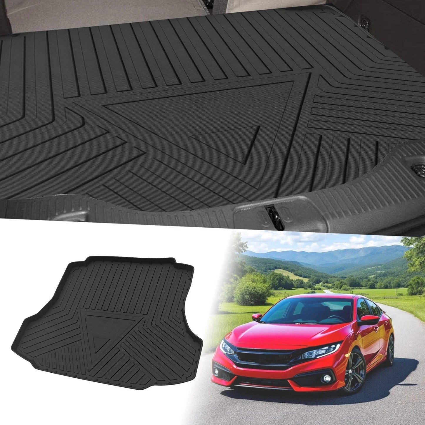 Flat Face Cargo Liner Rear Trunk Mat for Honda Civic (2006-2010) 1 x TPE