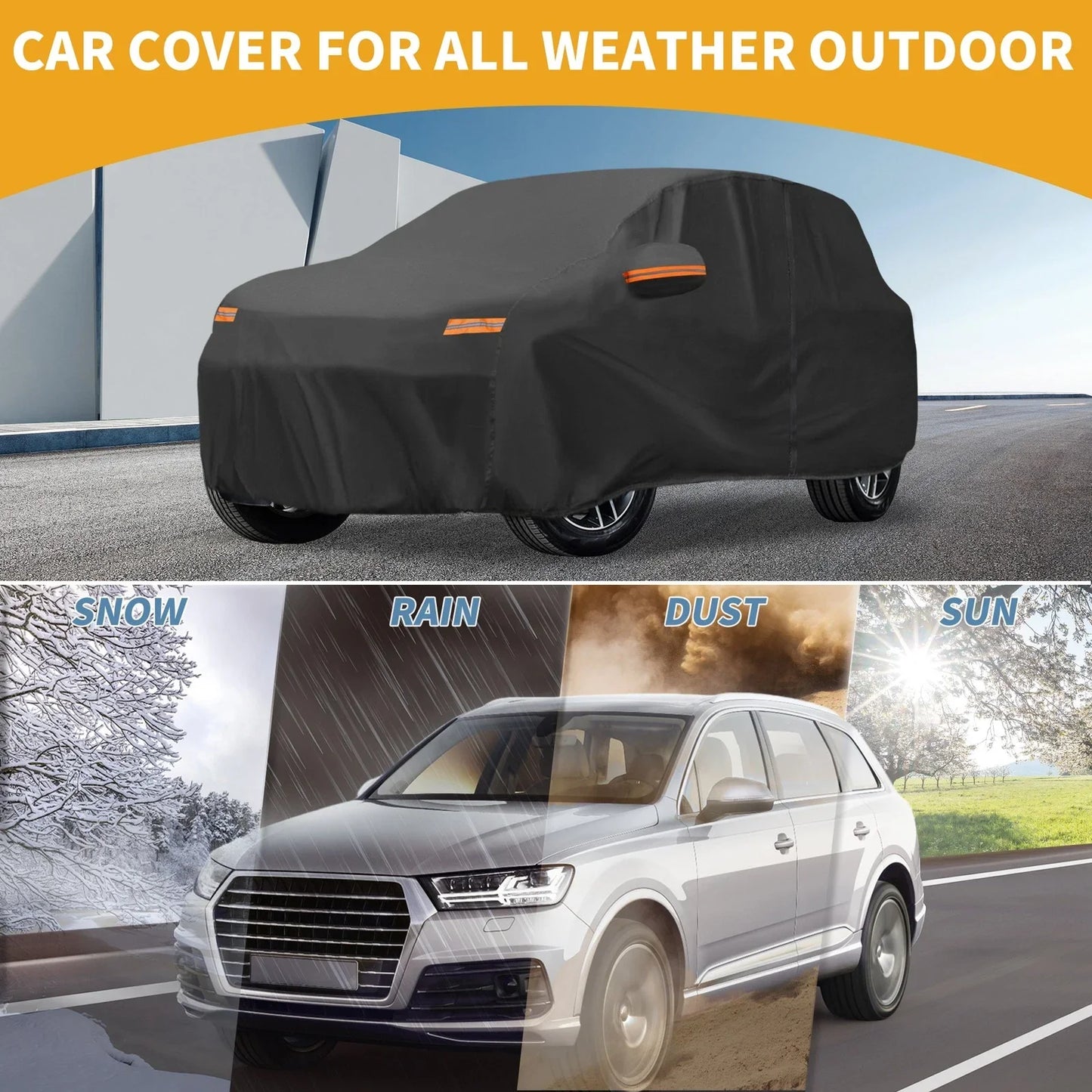 Waterproof All Weather Car Cover for Honda Passport (2019-2023) Black 190T-PU