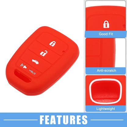 Smart Key Fob Cover for Honda Civic Accord CR-V HR-V Black Red (2 x)