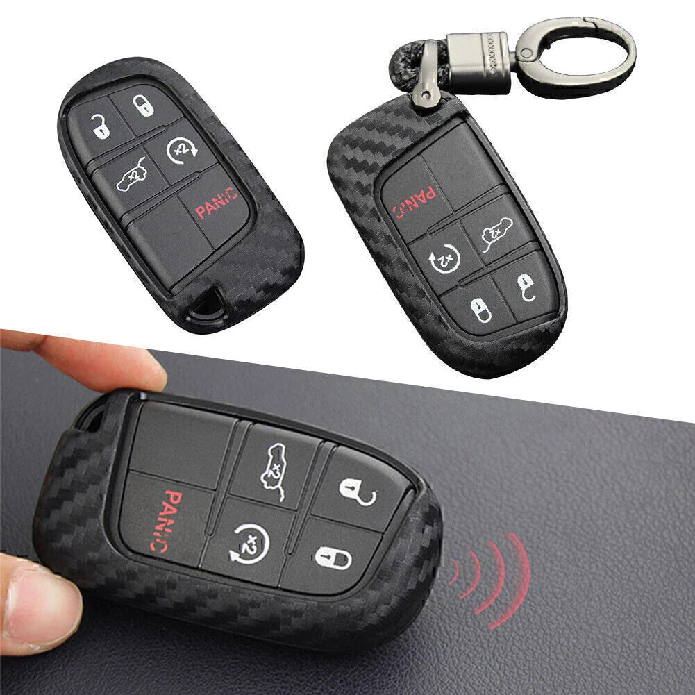 Key Fob Case Cover for Jeep Dodge Journey Charger Carbon Fiber