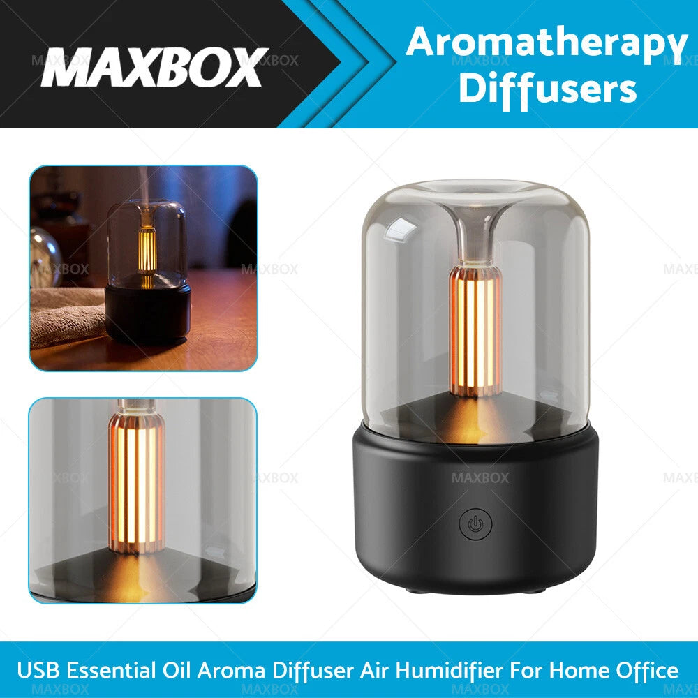 USB Essential Oil Aroma Diffuser Humidifier for Desktop Candle Light