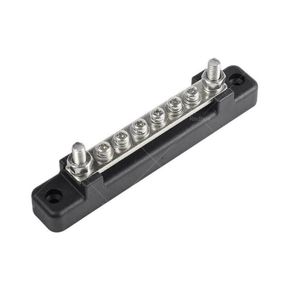Black Red 6 Way Bus Bar Power Distribution Terminal Block 12V 150A