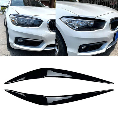 Headlight Eyelids Chrome Trim Cover ABS Black for BMW 1 Series (2015–2018)