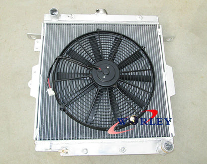 Aluminum Radiator & Fan for Toyota Land Cruiser HZJ70 HZJ73 HZJ77 (1990-2007)