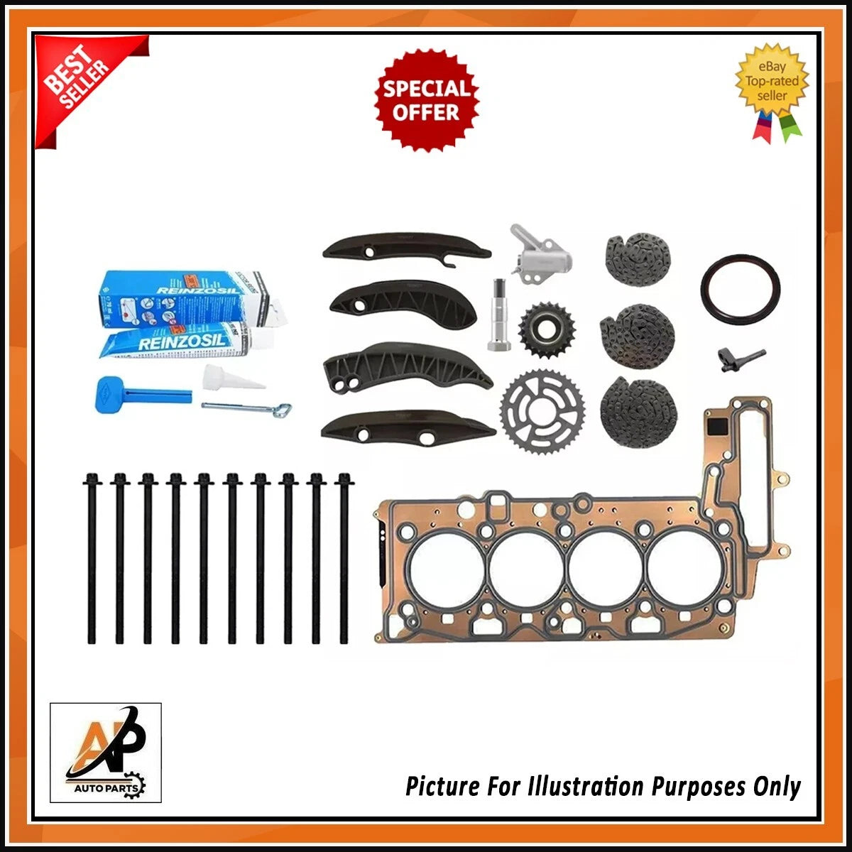Head Gasket Kit with Bolts Timing Chain for BMW X1 X3 2.0D (2007–2018)