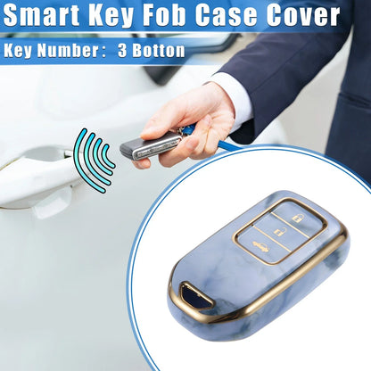 3 x Button TPU Key Fob Cover Case for Honda CR-V, Civic (2014-2016) Blue