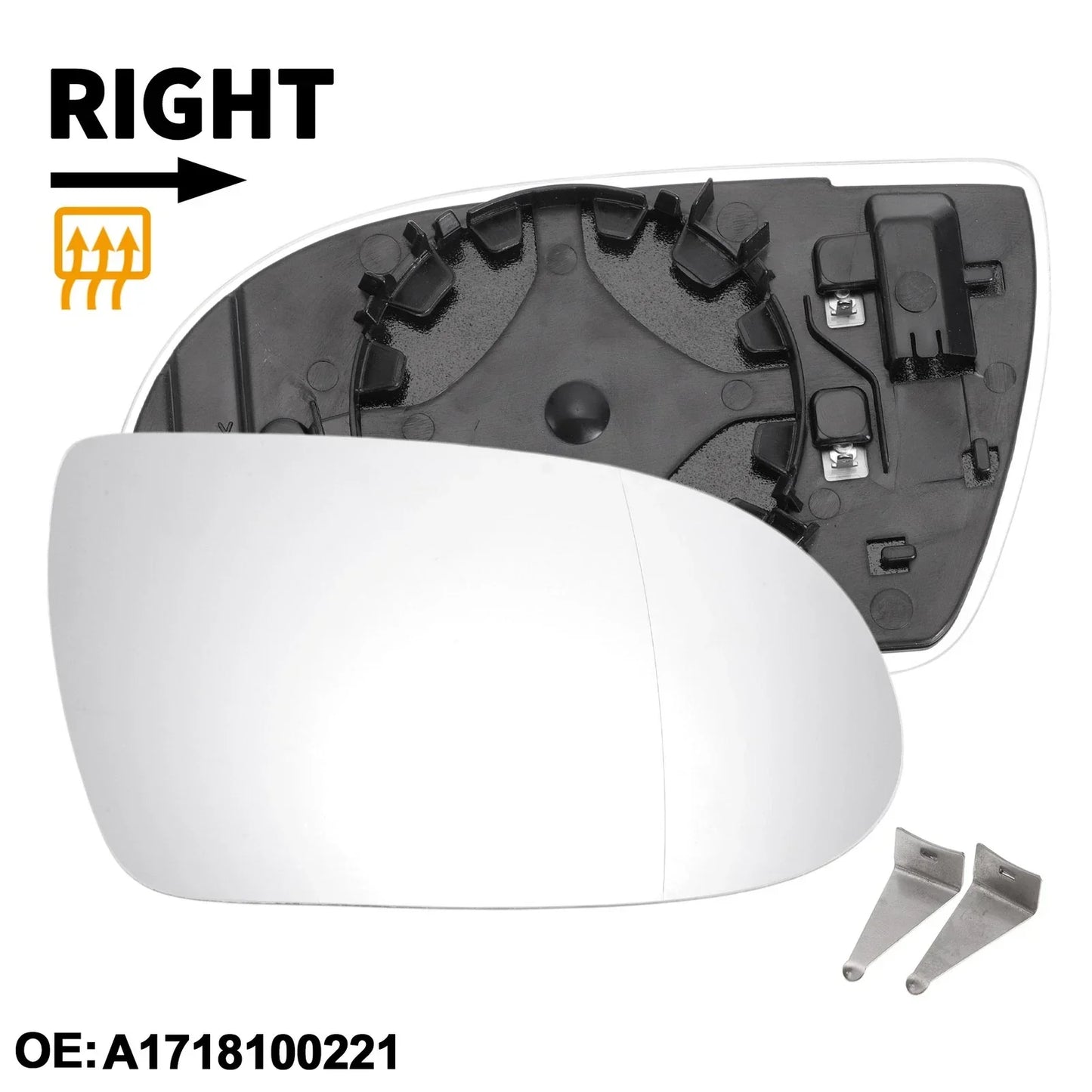Heated Right Passenger Side Mirror Glass for Mercedes-Benz SL550 (2007-2012)