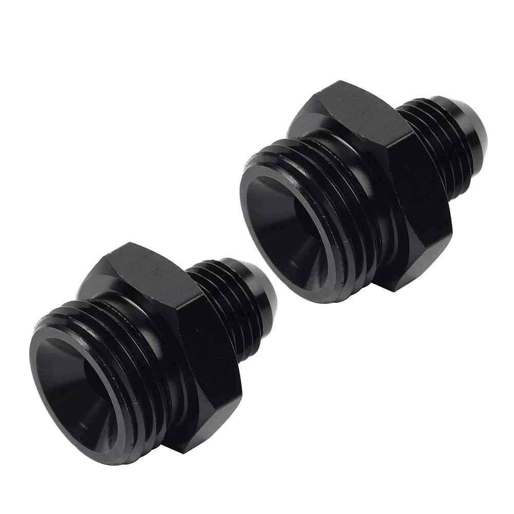 Black Aluminum AN6 Flare to 10AN ORB Male Fitting Adapter w/ O-Rings