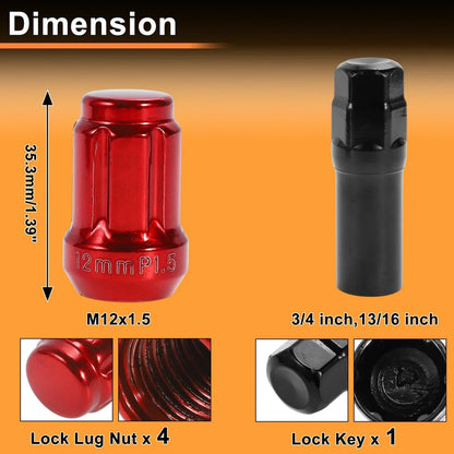 M12x1.5 Tire Wheel Locking Nut Set with Socket Key for Honda, Toyota (2010-2023)