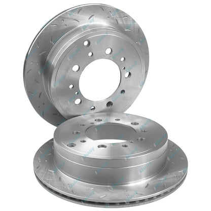 Rear Dimple Drilled Slotted Disc Brake Rotors & Pads for 200 Series Landcruiser