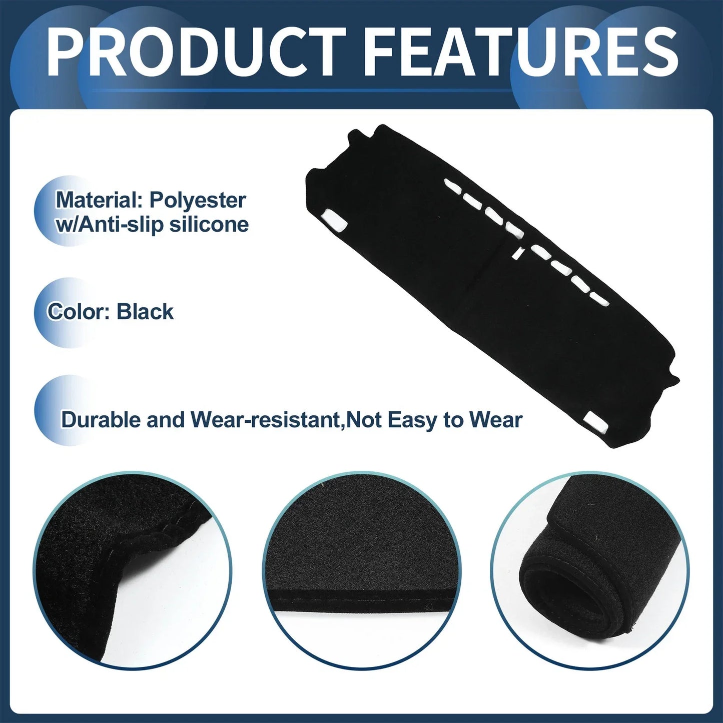 Dashboard Dash Cover Mat for Honda Fit GR1-GR8 2020-2024 Black 1 Set