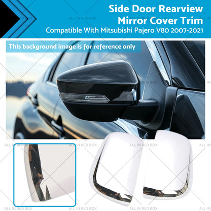 Chrome Side Door Rearview Mirror Cover Trim LH+RH for Pajero V80 (07-21)