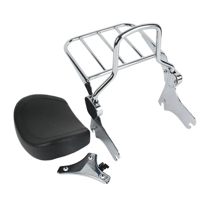 Chrome/Black Sissy Bar Backrest Luggage Rack for Harley Touring (1997-2008)