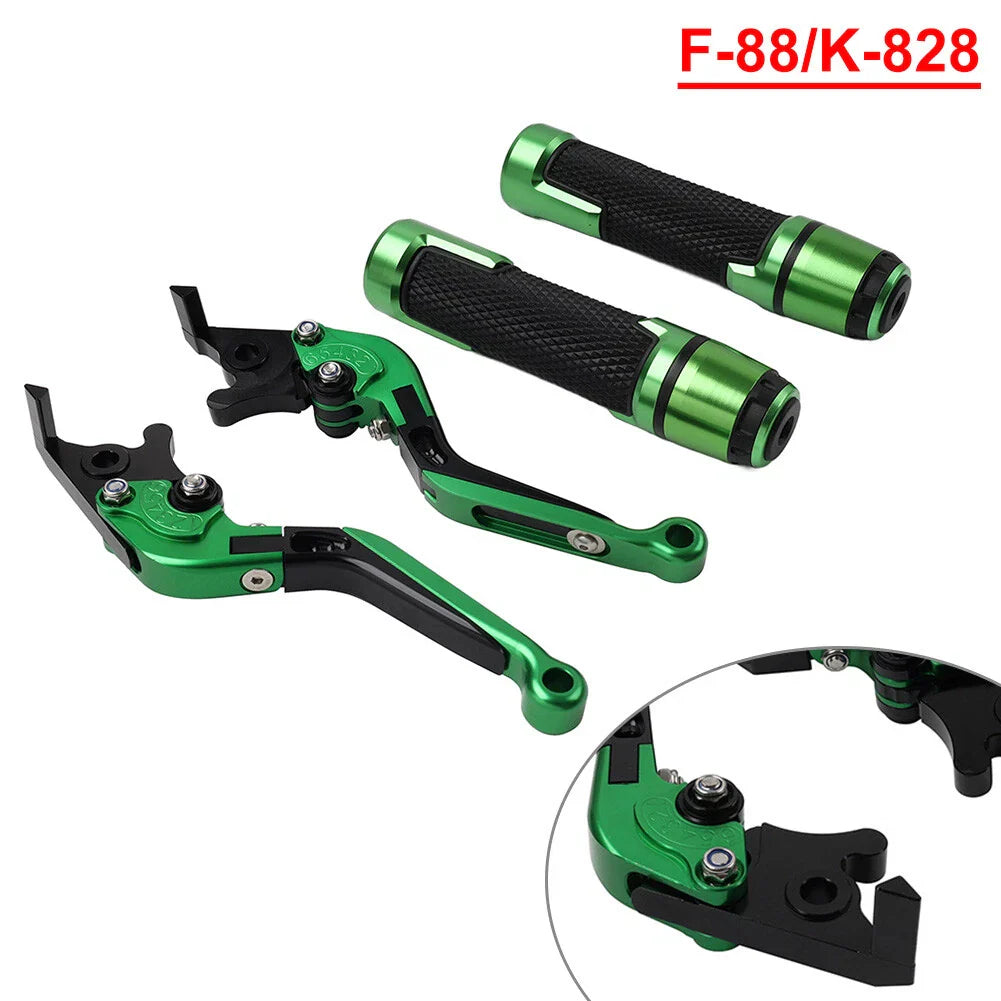 Green Extendable Brake Clutch Levers Grip Set for Kawasaki ZX6R (2005-2023)