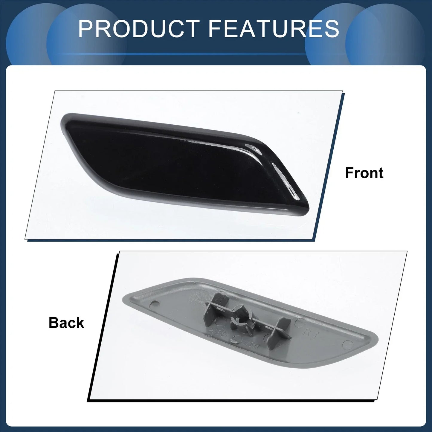 Front Right Washer Nozzle Cover for Honda Accord VIII 2011-2013 Black 1 x