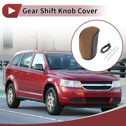 Car Gear Shift Knob Cover for Dodge Journey (2011-2020) - Black Brown Faux Leather